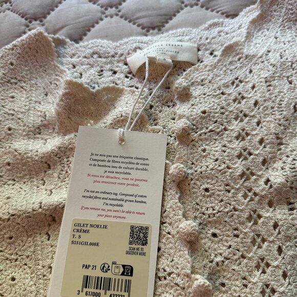 Sezane Noelie Cardigan Cream - Size S - Picture 3 of 6
